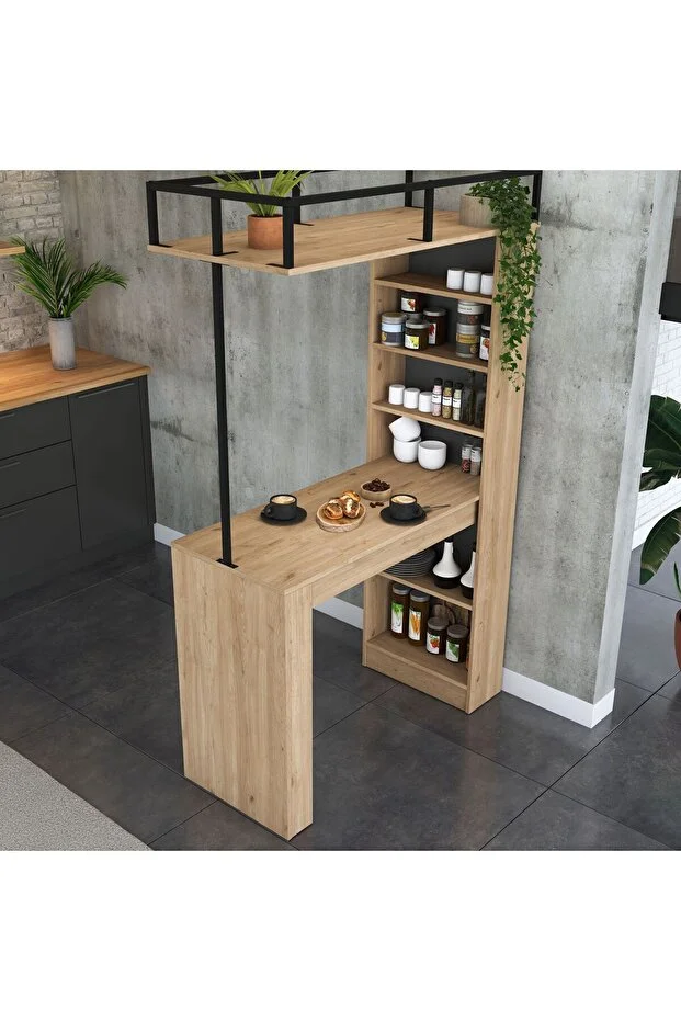 Raflı Bar Masası – Sepet Ceviz